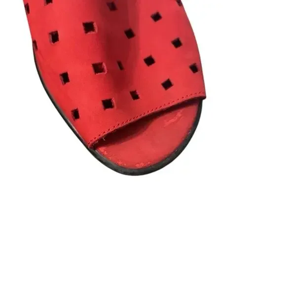 Sesto Meucci Evonne Red Nubock Cushioned Footbed Open Toe Slip On Flats - Size 9 - Picture 12 of 14